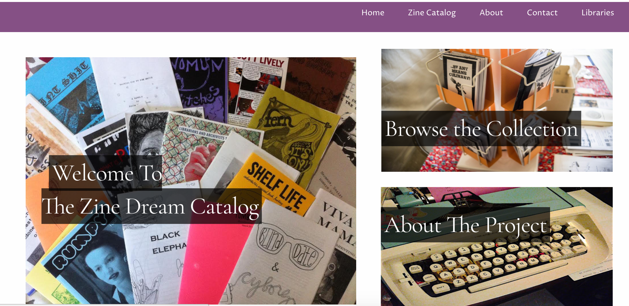 Screenshot of the Zine Dreams Website